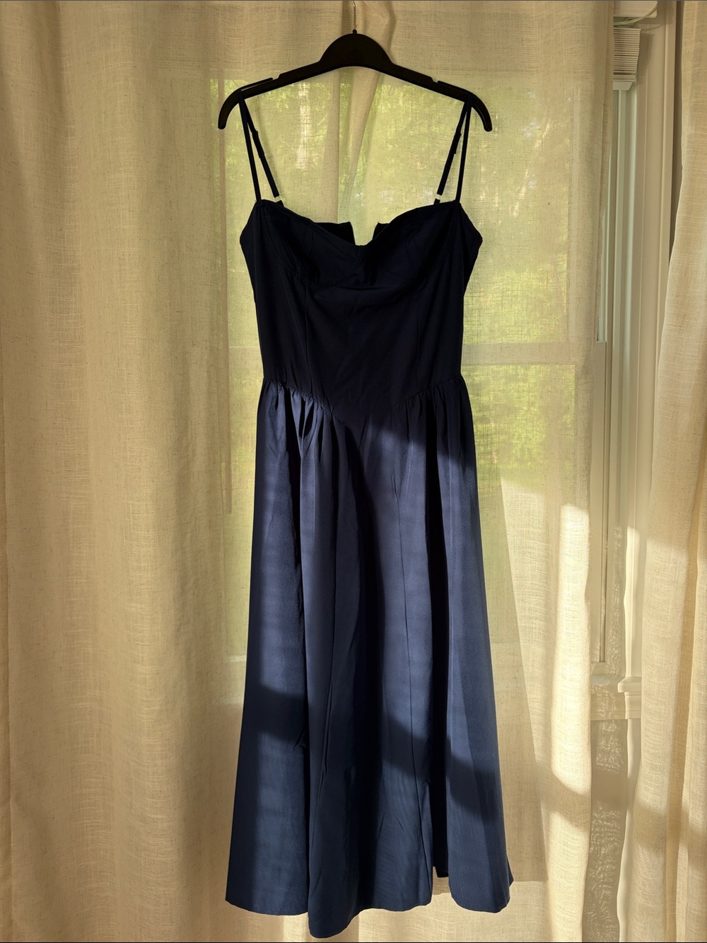 Navy Spaghetti Strap Midi Dress